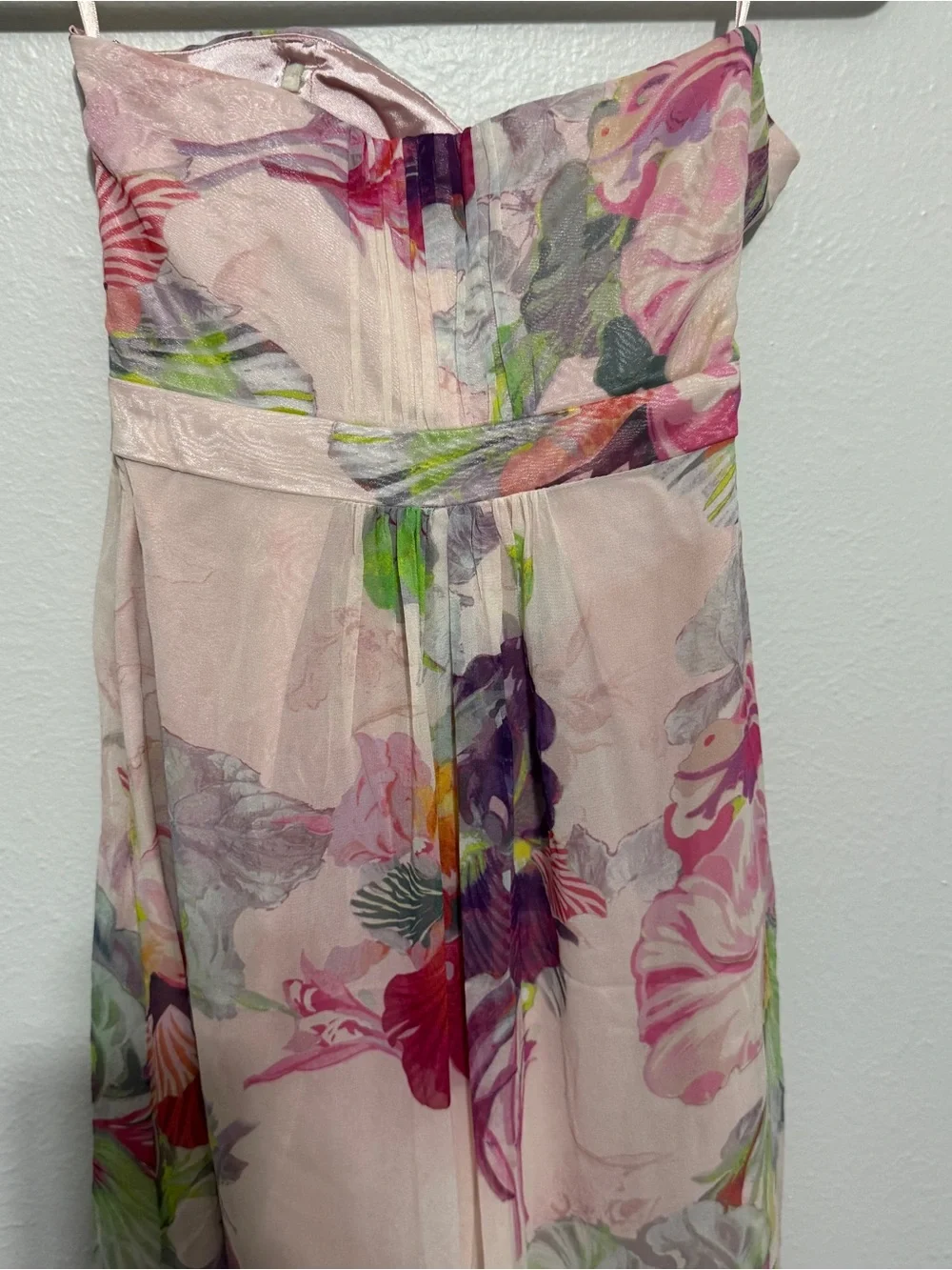 Ted Baker Silk Strapless Pink Floral Maxi Dress Goji Orchid Wedding Guest Resort